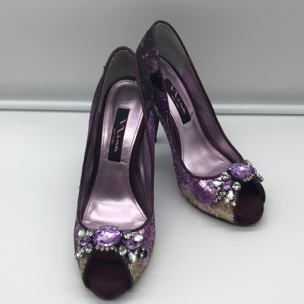 Nina purple Sequence heels